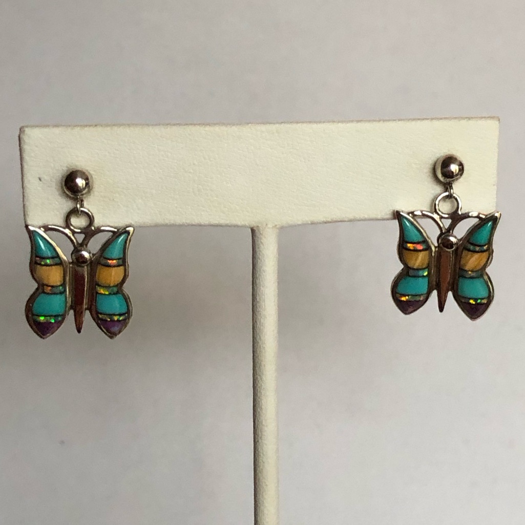 Santa Fe Design Multi-Color Spiny Oyster Shell, Opal & Turquoise Earrings